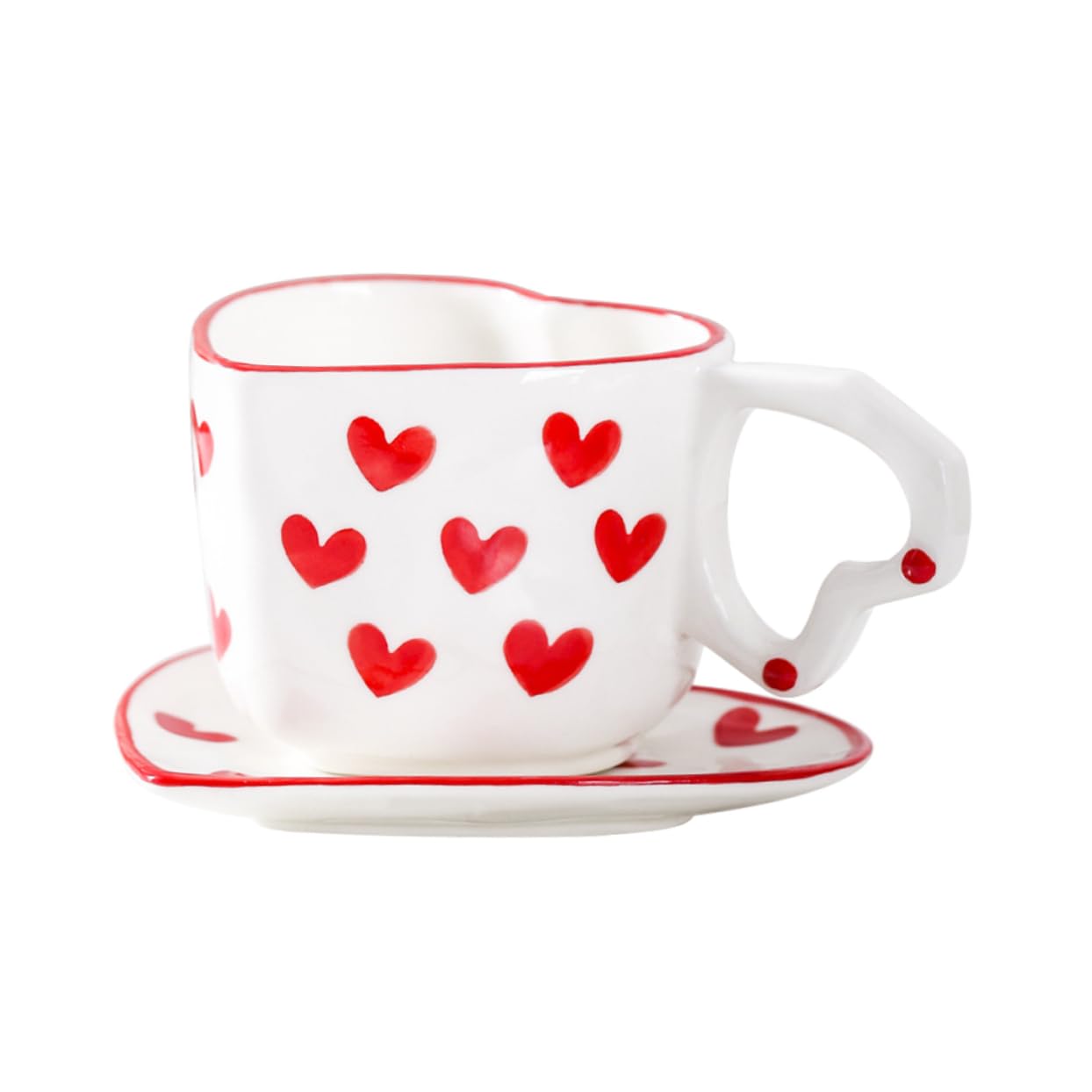 Amazon.com | SHOWERORO Cute Milk Cups Handpainted Ceramic Heart 