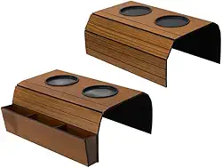 Kit Esteiras Bandeja Mdf Jogo Suporte Porta Controle Remoto Braço De Sofá cor Caramelo - BoxFan