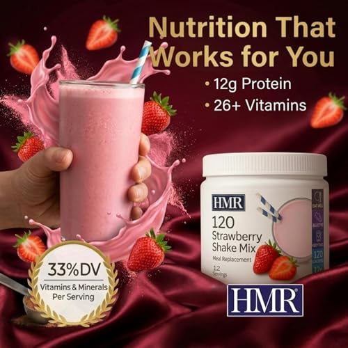 Image of HMR 120 Strawberry Meal Replacement Shake Powder, 12 Servings