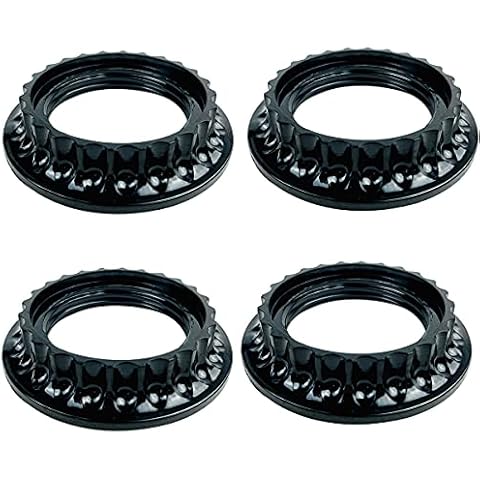 RTNLIT 4 Pack E26 Lamp Shade Rings, Black Light Socket Collar Ring, Lock Socket Replacement Adapter Ring for E26 Light Socket with Diameter of 1-3/8 Inches, Retainer Rings for Light Fixture Cover