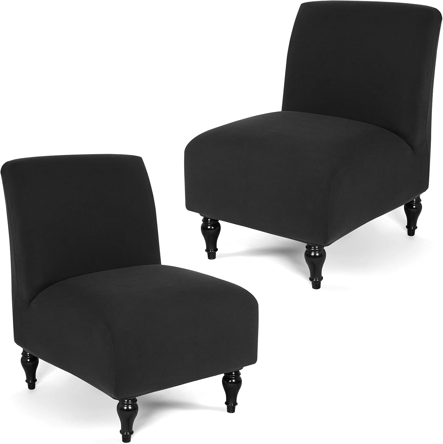 Liykimt Armless Accent Chair Cover Slipcover，Slipper Chair Stretch Spandex Removable for Armless Chair Furniture Protector Covers for Living Dining Room Hotel (Black, 2)