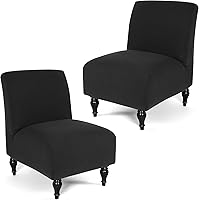 Vista 23 de Liykimt Funda de Silla de Acento Sin Brazos, Funda de Silla Deslizante de Tela Elástica de Spandex Extraíble para Sillas Sin Brazos, Protector