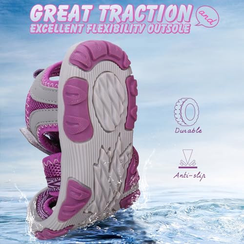 Image of UOVO Boys Sandals Kids Sandals Hiking Athletic Closed-Toe Beach Summer Sandals for Boys Quick-Drying