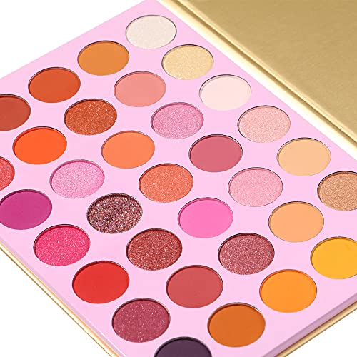 Ynzon Candies 35Colors Eyeshadow Palette Highly Pigment Matte Metallic Shimmer Glitter Eye Shadow Suite Bright Color Long Lasting Waterproof Easy Blending Make Up Pallet #TOP4