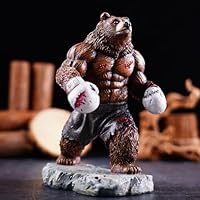 Coniuty Boxing Bear Statue, Resin Abstract Animal Sculpture for Home and Office Decor, on Table, Shelf, Cabinet and Window Stand (Grizzly Bear)