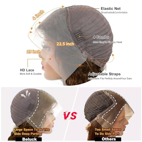 Echthaar Perücke 13x4 HD Lace Front Wig Human Hair Perücke Echthaar Damen Light Chocolate Brown Body Wave Perücke Human Hair Wigs For Black Women 34 Zoll – Bild 6