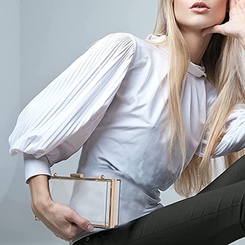 INOVERA Girls Transparent Evening Hand Clutch Women Party Wedding Purse Bag with Chain Strap - Image 4