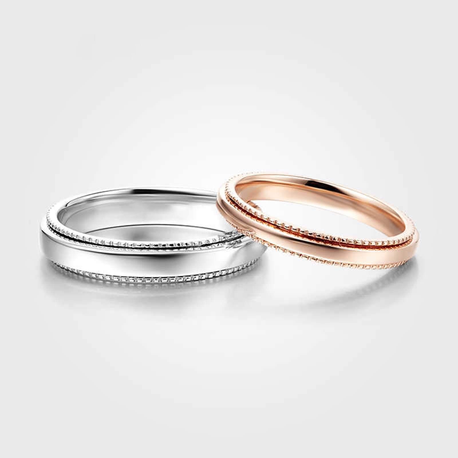 Coppia Anelli Fidanzamento Oro Rosa 9 K / 14 K / 18 K, Rotondo Lucido, Anelli Matrimonio Oro Rosa Uomo Donna