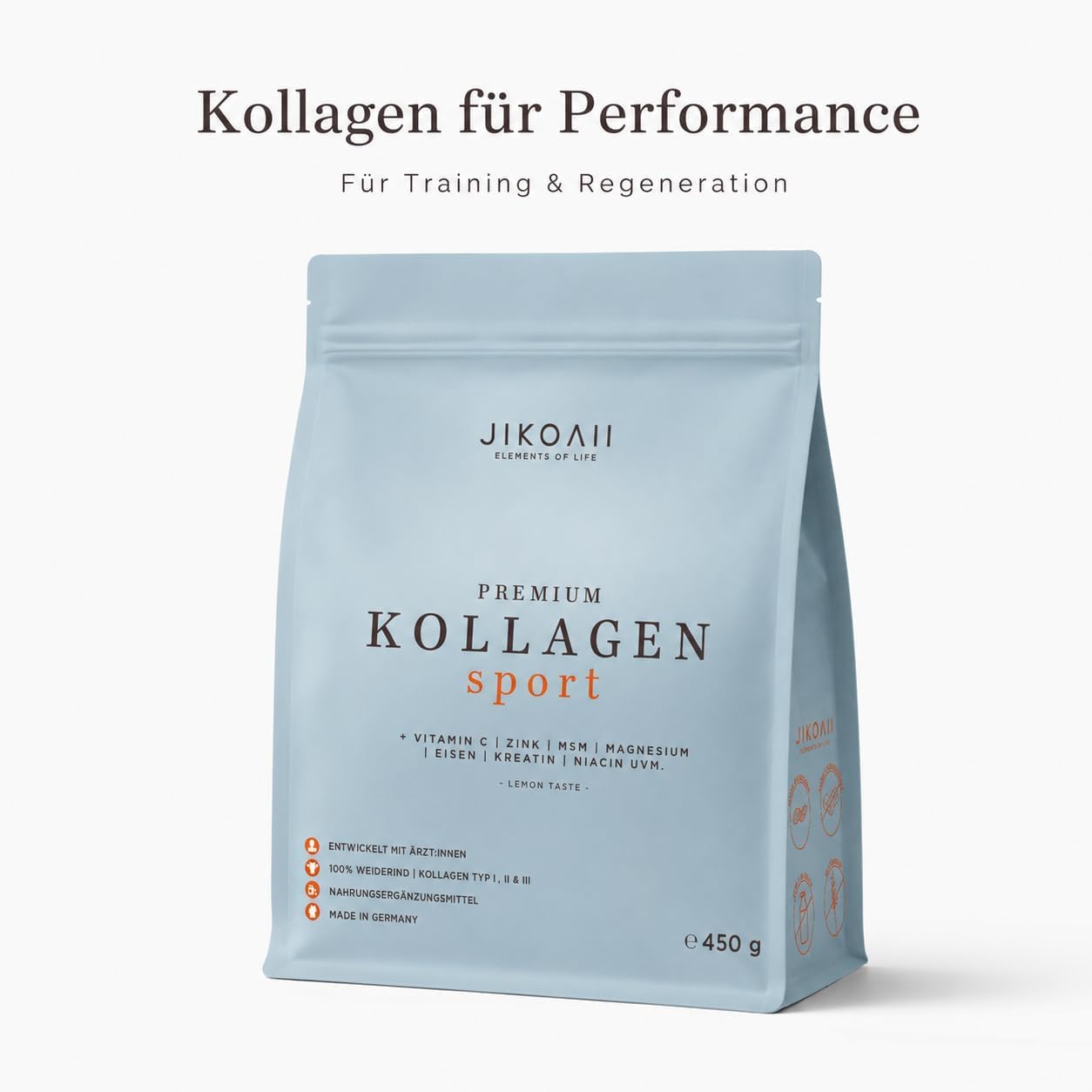 Kollagen Pulver Sport, Kreatin Magnesium MSM, 450 g, Lemon | Vitamin C, Collagen Peptide Typ I II III aus Weiderind, Kreatin Magnesium MSM, für aktive Menschen, Training & Regeneration