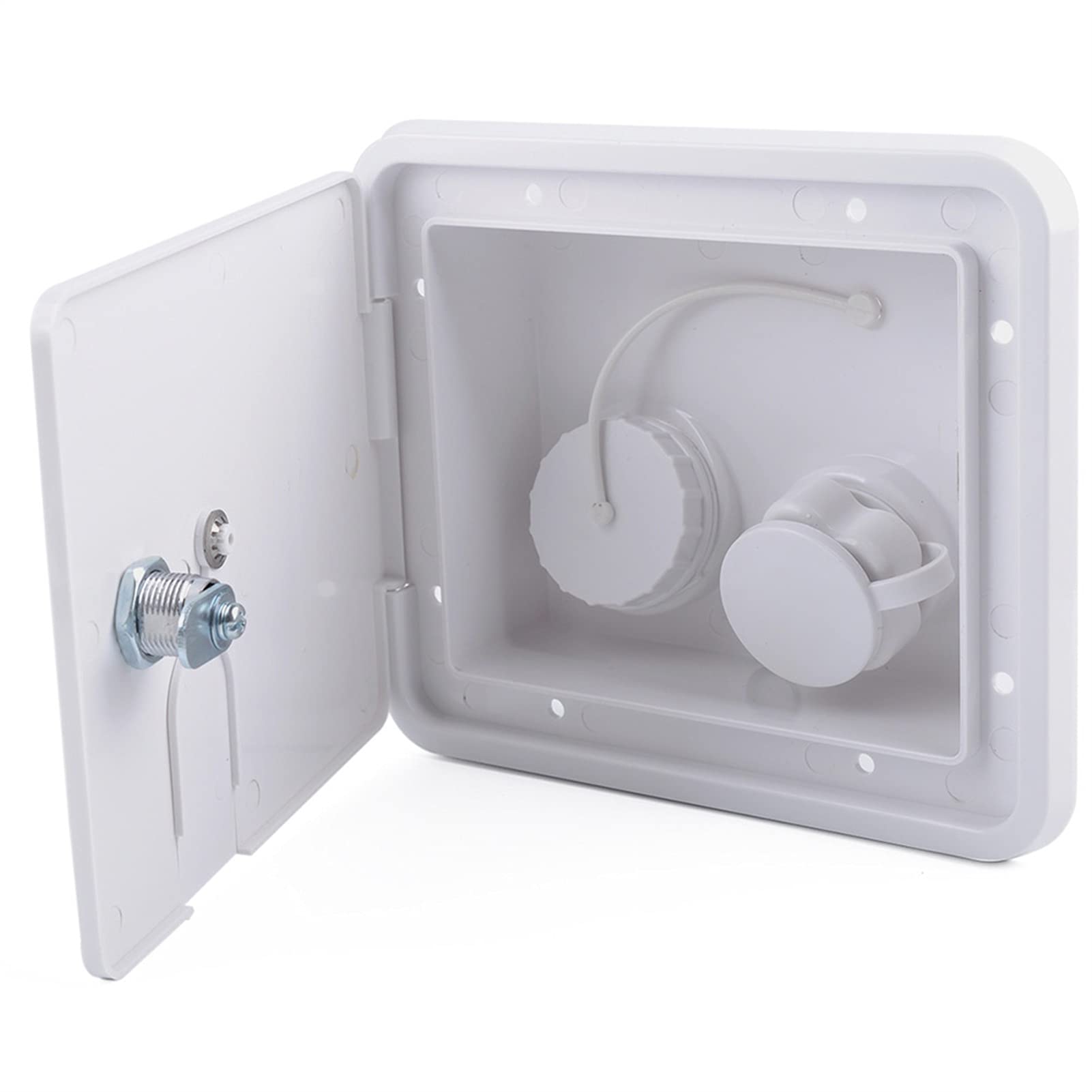 Remolque de relleno integrado de la ciudad de gravedad con tornillos de llaves con cerradura de escotilla de plato controlable Easy Instale Universal RV Water Inlet(2)