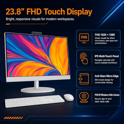 Image of HP All-in-One 24-cr0034, 23.8 inch FHD Touch, Intel Core i5-1334U, 8GB / 16GB / 32GB DDR4 RAM, 512GB / 1TB / 2TB SSD, Windows 11 Home