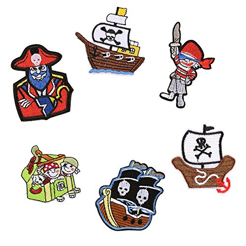 6 écussons thermocollants ou à coudre motif pirates écussons brodés pour les vêtements robe pour femme sac à dos écharpe coussin applique t-shirt