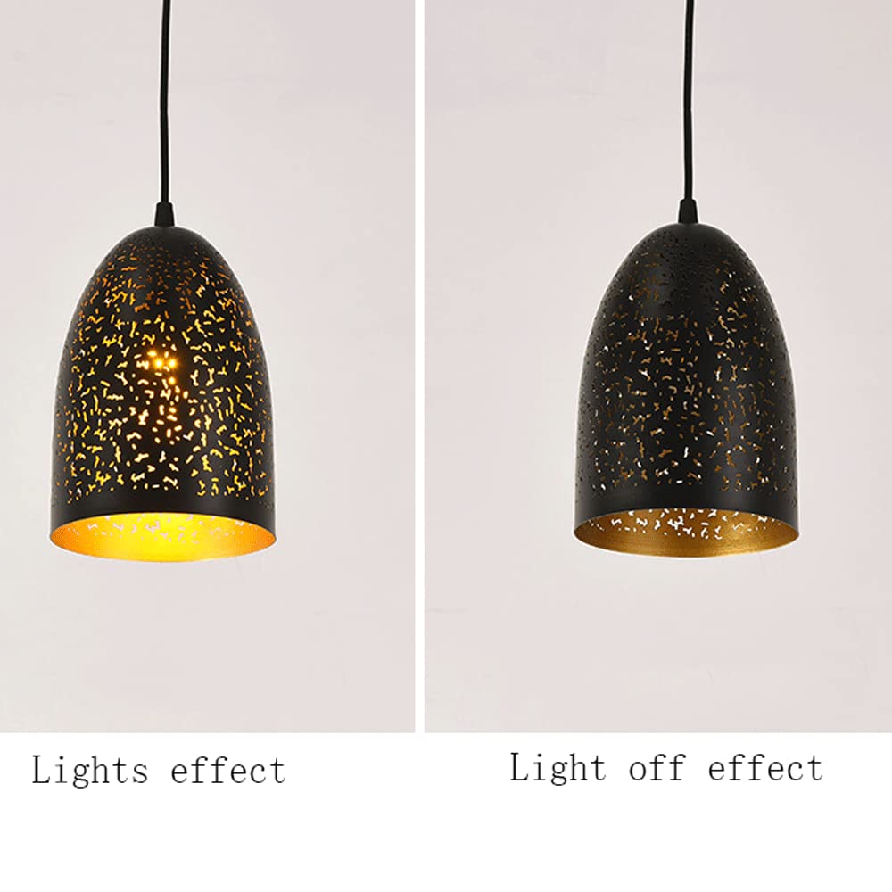 JMEDIC Luminaires Suspendus De Style Rétro Américain E26, Abat-Jour en Métal Noir, Lustre Décoratif De Bar Industriel, Lanterne De Suspension De Plafond Réglable en Hauteur, pour Îlot De Cuisine