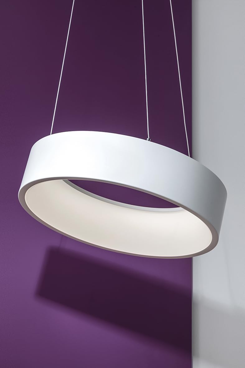 CHOPIN - Lampadario a LED quadrato 60 W, 3000 K, luce calda, struttura in metallo bianco, diffusore in metacrilato, IP20, gruppo Rossini