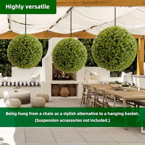 Topiary Ball 2 Pcs, Artificial Boxwood Topiary Balls Garden Spheres Decorative Balls for Outdoor Patio Garden and Indoor, Wedding Decoration, 21 Inch
