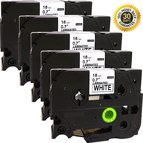 Neouza 5pk Compatible pour BROTHER P-Touch laminé TZe TZ étiquette Tape Cartridge 18 mm x 8 m TZe-241 Black on White