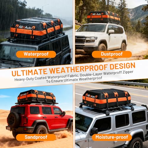 Image of Car Rooftop top Cargo Carrier 21 Cubic feet 100% Waterproof Heavy Duty PVC for All Cars with /Without Rack, Includes Anti-Slip Mat, 10 Reinforced Straps, 6 Door Hooks, Luggage Lock