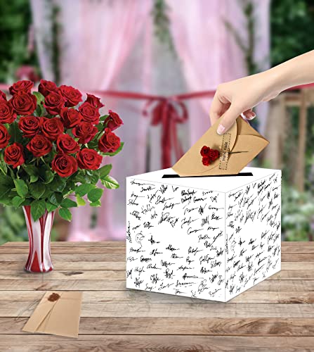 Image of SietDESEO 10 Pcs White Card Box with Slot Money Gift Card Box Holder for Party Wedding Reception Birthday Graduation Bridal Shower Baby Shower Diaper Raffle Box