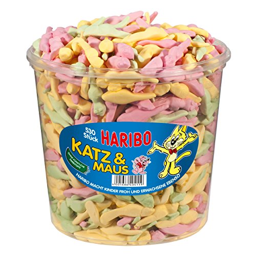 Haribo Katz und Maus Dose 530 Stück Schaumzucker 1,06kg Cover