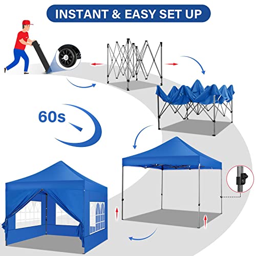 Image of COBIZI 10x20 Pop Up Canopy Tent with 6 Sidewall,Heavy Duty Canopy,Blue Gray
