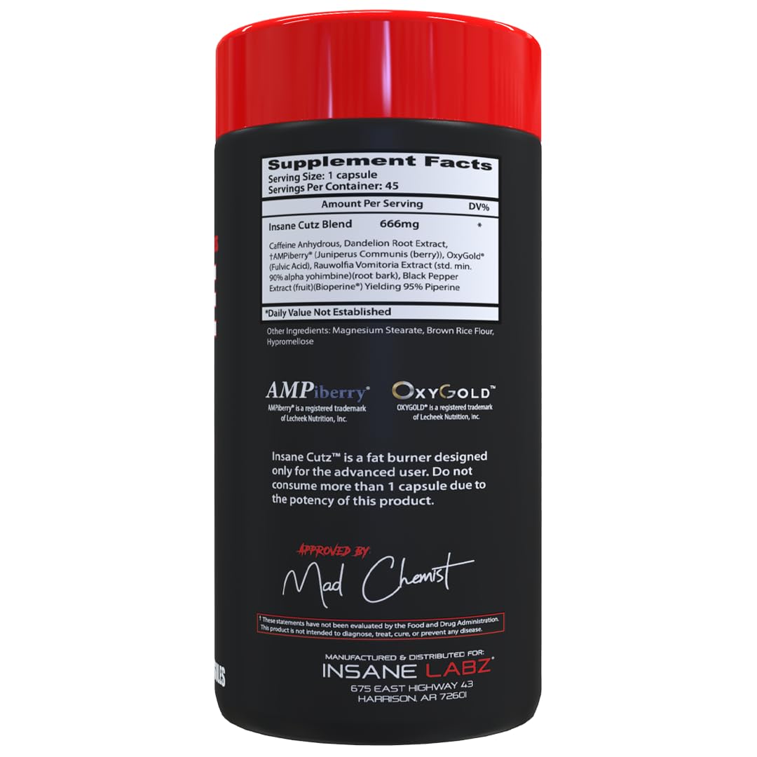 Amazon.com: Insane Labz Insane Cutz Intense Fat Burner for Men and
