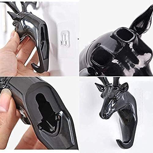 Image of Zainah Deer Head Shape Key Holder Self Adhesive Key Stand, Wall Mounted Hanging Hook Stylish Key Hanger for Home Decor, Sticky Holder, Pack of 1