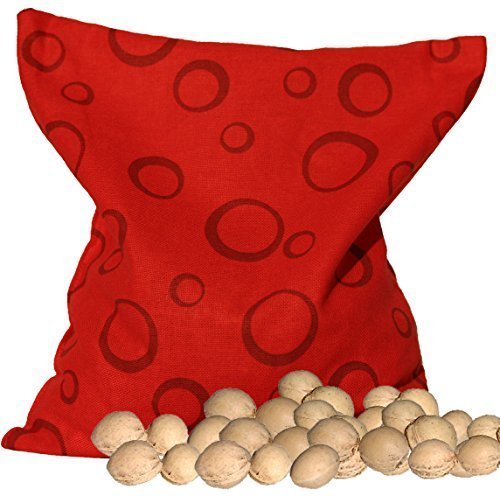 Cherry Pit Pillow 24x24cm - Red with Circle Design