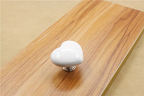 10 sztuk 50mm biały śliczny kształt serca gałki ceramiczne, cukierki kolor dziecięce dziecięce uchwyty meblowe ciągnie do drzwi szuflada szafki szafka komoda Bin skrzynia na książki itp. ze śrubami (b