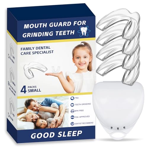 4 Pack Mouth Guards for Kids Small Szie 1 Storage Case Included