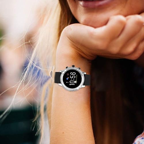 Miniatura 2 de Compatible con Fossil Gen 5 Carlyle - Carcasa protectora rígida para reloj Fossil Gen5 Carlyle con diamantes de cristal brillante, marco duro