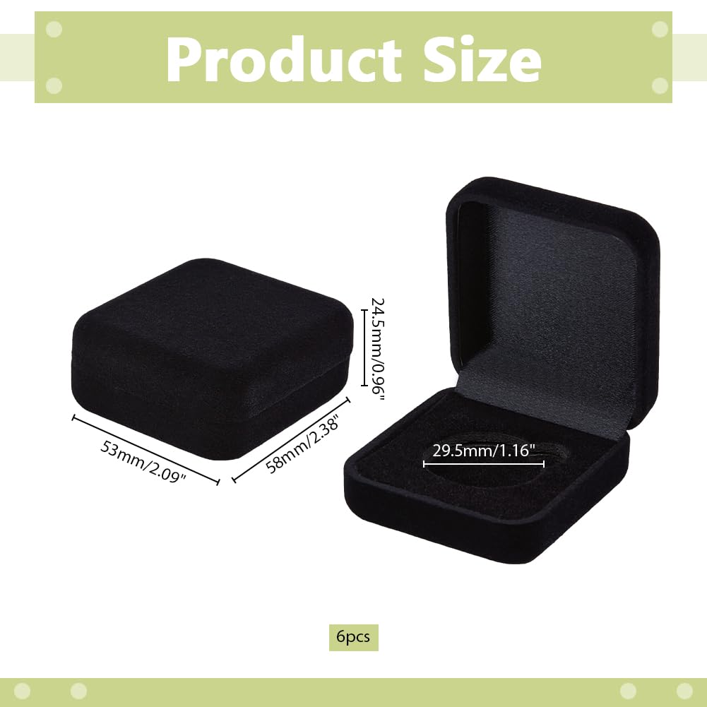 6 espositori per monete sfida, in velluto nero, con medaglione, 5,7 x 5,3 x 2,3 x 2,5 cm, scatola protettiva per monete commemorative, medaglie, gettoni da collezione