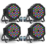 Dj Lights, 36 LED RGB Par Light Stage Lights with Sound Activated Remote & DMX Control Uplights for Weddings KTV Disco Christmas Party Lighting(4Pack)