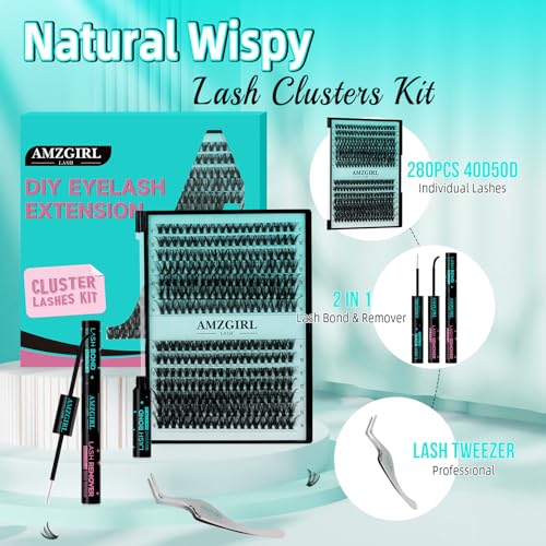 Lash Extension zestaw D-Mix 280 szt. 40D50D naturalne rzęsy z wiązaniem, pieczęcią, pęsetą - zestaw Cluster Lashes 9-16 mm