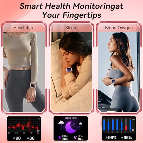 Image of Smart Watch for Men Women, 1000mAh Battery 100-Day Standby Time, 1.85 inch HD Screen Fitness Tracker, 110+ Sport Modes, IP68 Waterproof, Heart Rate /Sleep Monitor, Fitness Watch for Android /iOS (Pink)