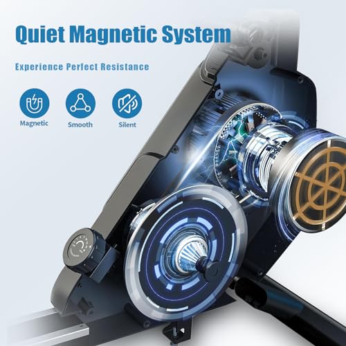 16 Levels Adjustable Magnetic Rowing Machine with Phone Holder for Home Gym Office, 350LB Capacity with LCD Monitor - Image 3