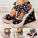Womens Sandals Comfortable Dressy Summer Fashion Espadrilles Wedge Sandals Polka Dots Orthotic Sandals Chunky Heel Platform Sandals Lace Up Bowknot High Heels