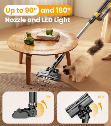 Image of qimedo 8000mAh Cordless Vacuum Cleaner with 2 Batteries, 700W Powerful Suction, 90 Inch Extension Tube & 2L Dust Cup, 7 in 1 Stick Vacuum for Home, Hardwood Floor, Pet Hair, Dorm