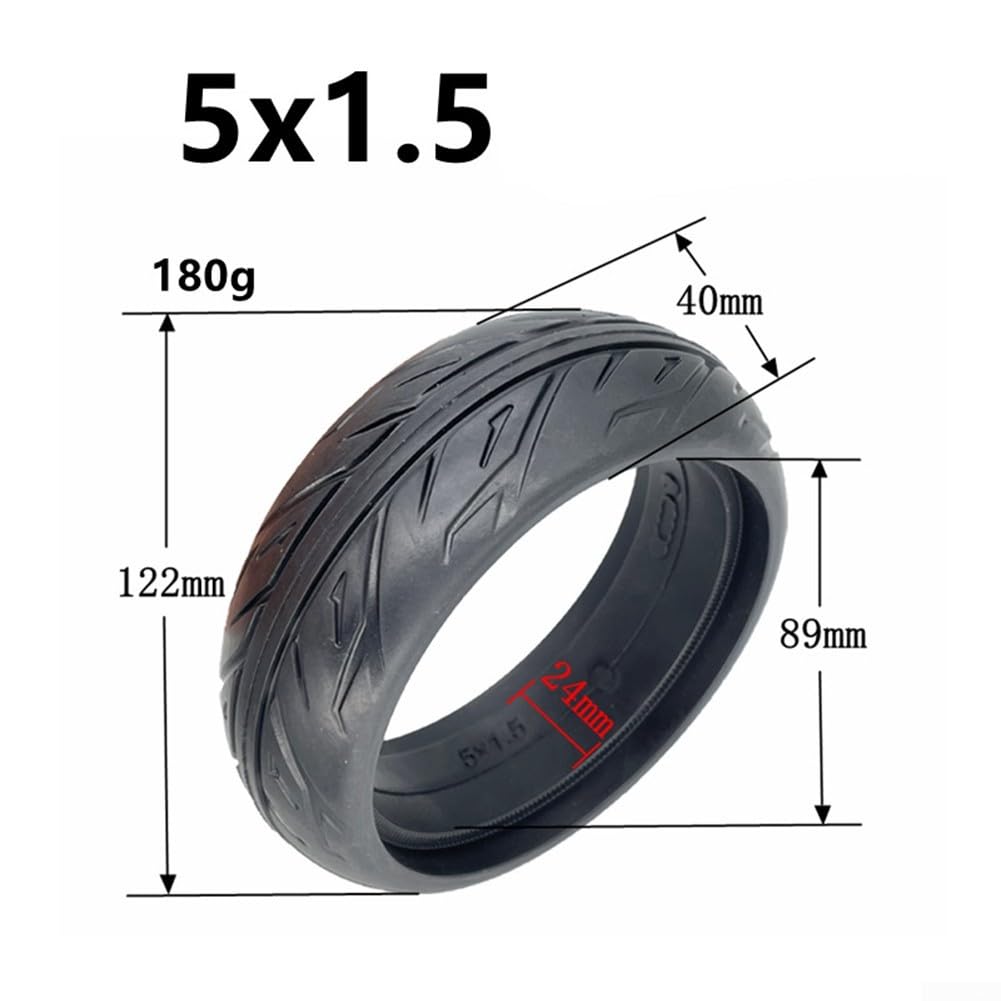 5 Inch 5x1.5 Rear Solid Tire For Electric Scooter, Electric Kick Scooter Rubber Tyre Replacement