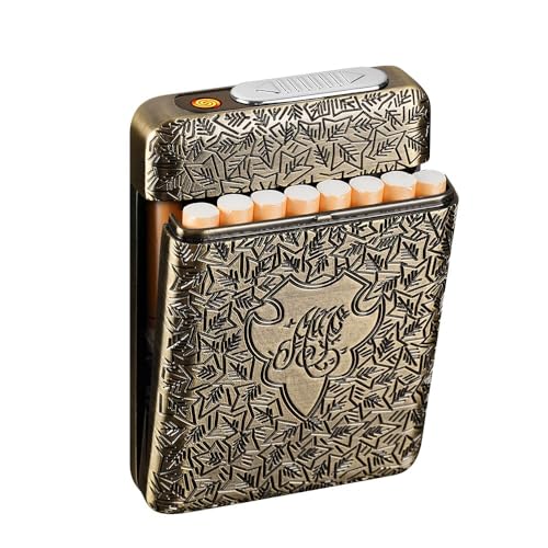 RWXCOW Étui à Cigarettes avec Allume-Cigare Intégré Électronique Sans Flamme Rechargeable...