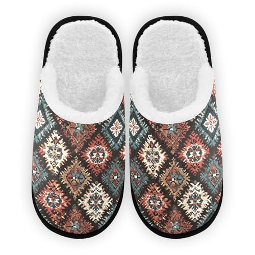 Painted Bohemian Brown Slippers For Women Men Soft Memory Foam Non-Slip Design Winter Indoor House Shoes Travel Slipper