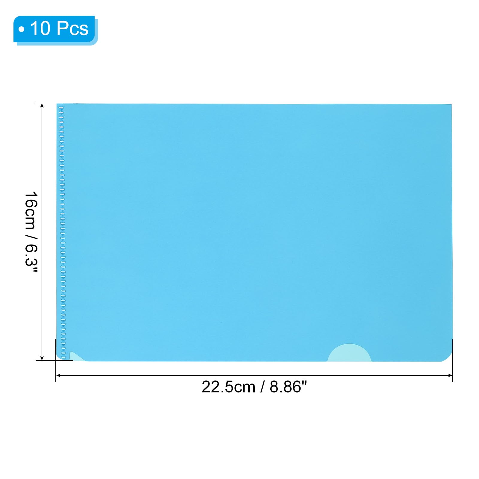 PATIKIL L Type Folders 10 Pack A5 Plastic File Project Pockets Clear Paper Document Jacket Sleeves for Office Sky Blue - Image 2