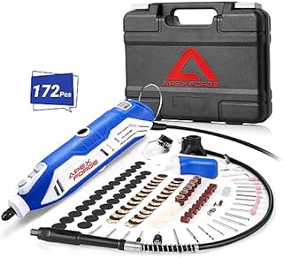 APEXFORGE M6 Variable Speed Rotary Tool Kit, Keyless Chuck & Flex Shaft, 172 Pcs Accessories, 6-Speed, 4 Attachments & Carrying Case for Craft Projects/DIY Creations/Cutting/Engraving