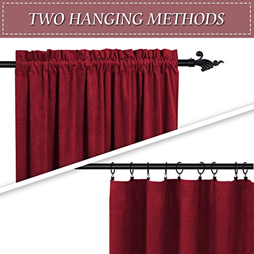 Image of RYB HOME Red Velvet Blackout Curtains 84 inches for Bedroom Living Room | Thermal Insulated, Privacy UV Block, Back Tab, Backdrapes for Movie Theater Stage Christmas, W52 x L90, 2 Panels