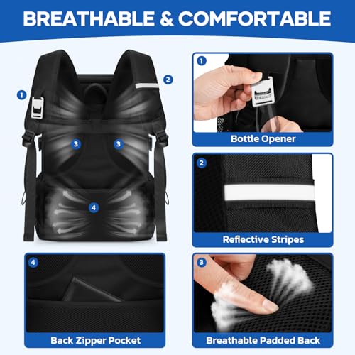 Image of RealCool 33 Can Insulated Soft Cooler Backpack, Leakproof Lunch Ice Bag | PEVA liner,16-Hour cold,Multi-Compartment, Breathable Shoulder and Back,Perfect for men,women,camping /beach /picnic /travel