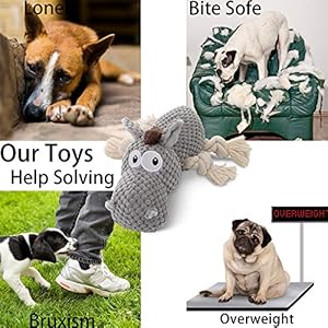 Sedioso Dog Toy, Large Dog Squeaky Toys, Stuffed Animal Dog Plush Toy for Puppy, Small, Middle, Large Dogs (Donkey(Grey))
