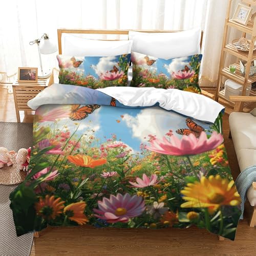 Parure de lit papillon 200x200 fermeture éclair pour lit double enfant