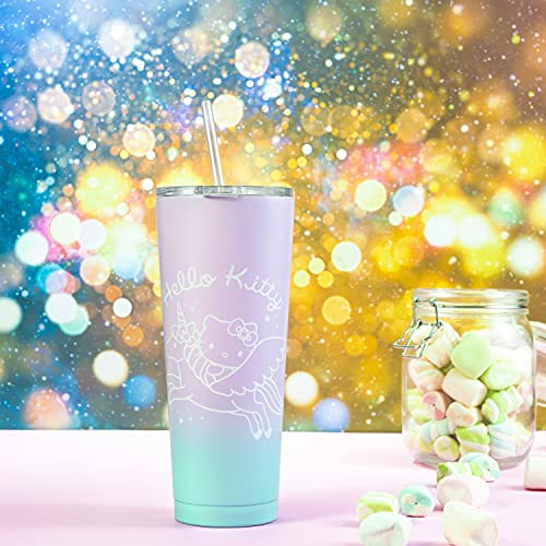 Image of Zak Designs Sanrio Hello Kitty Vacuum Insulated Stainless Steel Travel Tumbler with Splash-Proof Lid, Includes Reusable Plastic Straw and Fits in Car Cup Holders (18 /8 SS, 25 oz)