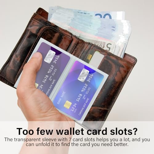 Plastic Wallet Insert for Credit Card Set of 4, Men & Women Wallets Accordion Style Picture Holder Sleeves 7 Card Slots Transparent4