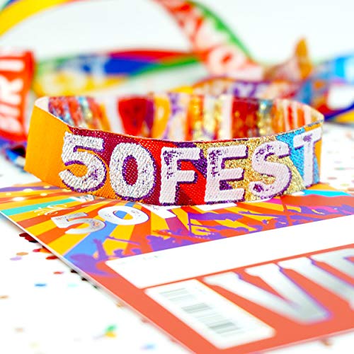 WEDFEST 10 x 50FEST Festival 50th Birthday Party Wristbands Favours