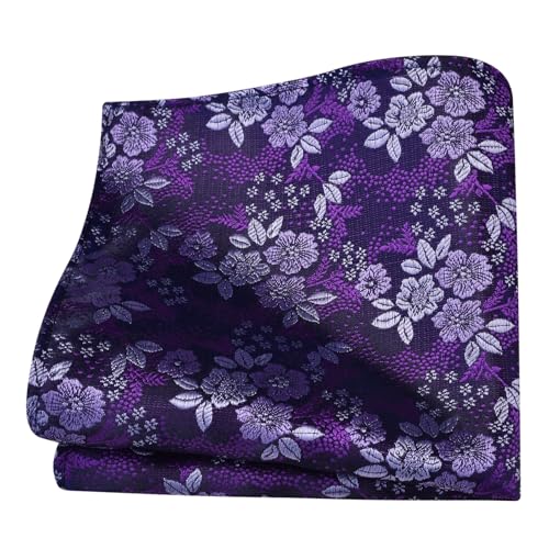 Image of GUSLESON 3.15 inch（8cm） Mens Floral Tie and Lapel Pin Necktie Hankerchief Cufflinks Set for Men